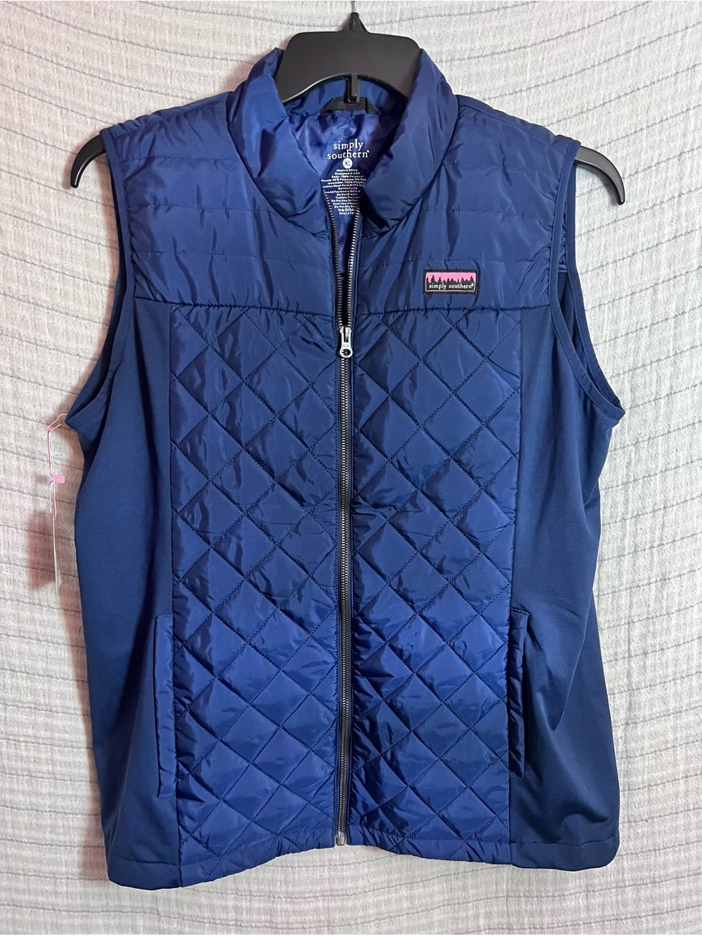 Simply Southern Dark Blue Quilted Sleeveless Vest